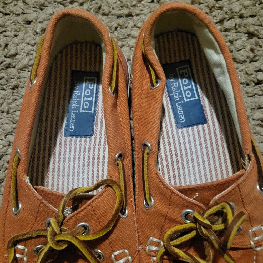 Ralph Lauren Polo Red Canvas Sander Leather Boat Shoes Size 9.5D - Picture 13 of 15